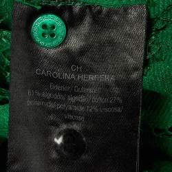 Pre Owned Carolina Herrera Green Lace Midi Dress L