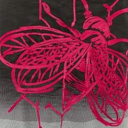 Pre Owned Carolina Herrera Black/White Bee & Honeycomb Embroidered Crepe & Silk Skirt L