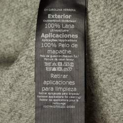 Pre Owned Carolina Herrera Beige Wool Fur Detail Open Front Jacket M