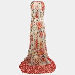 مملوكة مسبقًا Carolina Herrera Multicolor Floral Print Silk Long Dress M