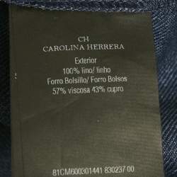 Pre Owned بنطلون كارولينا هيريرا حزام لينين أزرق مقاس صغير جدًا (إكس سمول)