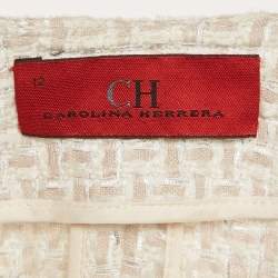 Pre Owned معطف كارولينا هيريرا بياج تويد مفتوح من الأمام مقاس كبير (لارج)