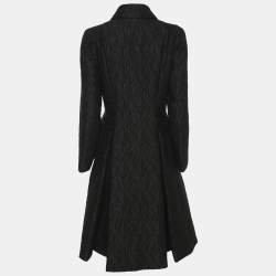 Pre Owned Carolina Herrera Black Jacquard Double Breasted Coat M