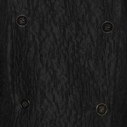 Pre Owned Carolina Herrera Black Jacquard Double Breasted Coat M