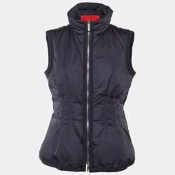 Pre Owned CH Carolina Herrera Navy Blue Synthetic Zip Front Sleeveless Vest M