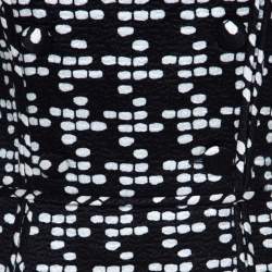 Pre Owned CH Carolina Herrera Black and White Printed Silk Blend Portrait Collar Dress M