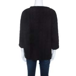 Carolina Herrera Black Stretch Neoprene Neck Bow Detail Top L 