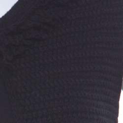مملوكة مسبقًا CH Carolina Herrera Black Chunky Knit Merino Wool Fringed Sleeveless Cardigan XS