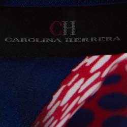 Pre Owned Carolina Herrera Blue & Red Printed Silk Midi Kaftan S