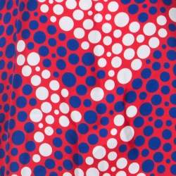 Pre Owned Carolina Herrera Blue & Red Printed Silk Midi Kaftan S