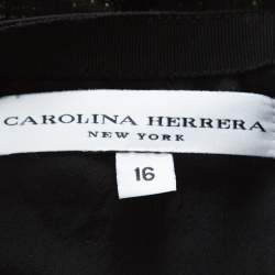 Pre Owned Carolina Herrera Green and Black Jacquard Skirt XL