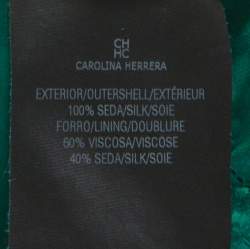 Pre Owned Carolina Herrera Green Silk Pleated Ruffle Bodice Evening Gown XS