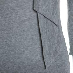 Carolina Herrera Grey Wool Blend Jersey Bow Detail Top XS