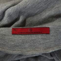 Carolina Herrera Grey Wool Blend Jersey Bow Detail Top XS