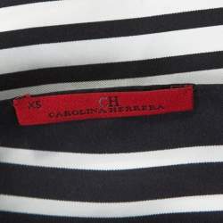Pre Owned Carolina Herrera Monochrome Striped Silk Kaftan Top XS