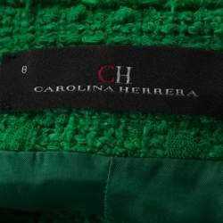 Pre Owned CH Carolina Herrera Green Boucle Knit Drop Waist Dress M