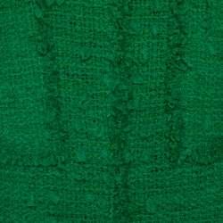 Pre Owned CH Carolina Herrera Green Boucle Knit Drop Waist Dress M