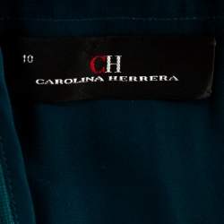 Pre Owned CH Carolina Herrera Green Crepe Pleated Sleeveless Maxi Dress L