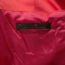 Pre Owned CH Carolina Herrera Coral Pink Silk Strapless Evening Gown S 