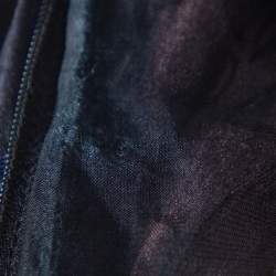 Pre Owned فستان كارولينا هيريرا جاكار أزرق كحلي أكتاف مكشوفة مقاس كبير - لارج