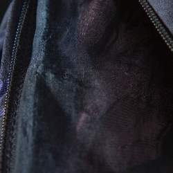 Pre Owned فستان كارولينا هيريرا جاكار أزرق كحلي أكتاف مكشوفة مقاس كبير - لارج