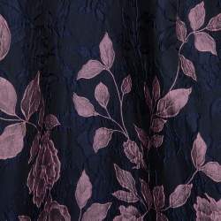 Pre Owned فستان كارولينا هيريرا جاكار أزرق كحلي أكتاف مكشوفة مقاس كبير - لارج