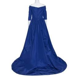 مملوكة مسبقًا Carolina Herrera Royal Blue Silk Off Shoulder Gown L