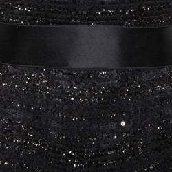 Pre Owned Carolina Herrera Black Sequin & Tinsel Accented Midi Dress L