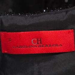 Pre Owned Carolina Herrera Black Sequin & Tinsel Accented Midi Dress L