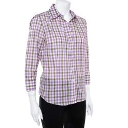 Pre Owned CH Carolina Herrera Purple Checked Cotton Long Sleeve Shirt L