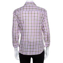Pre Owned CH Carolina Herrera Purple Checked Cotton Long Sleeve Shirt L