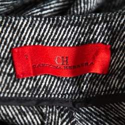 Carolina Herrera Monochrome Striped Wool High Waist Straight Leg Trousers S