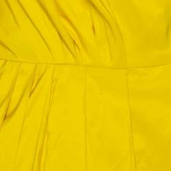 Pre Owned CH Carolina Herrera Yellow Pleated Maxi Wrap Dress S