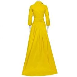 Pre Owned CH Carolina Herrera Yellow Pleated Maxi Wrap Dress S