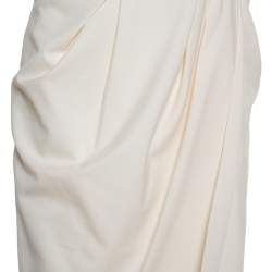 Pre Owned Carolina Herrera Cream Wool & Silk Draped Midi Skirt M