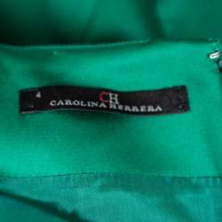 Pre Owned CH Carolina Herrera Green Satin Open Back Sleeveless Gown S