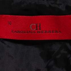 Pre Owned CH Carolina Herrera Red & Black Floral Crinkled Brocade Flared Maxi Dress L