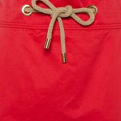 Pre Owned CH Carolina Herrera Vintage Red Cotton Waist Tie Detail Knee Length Skirt L