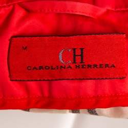 Pre Owned CH Carolina Herrera Vintage Red Cotton Zipper Front Waist Tie Detail Jacket M