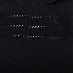 CH Carolina Herrera Black Knit Ruffle Detail Midi Dress XS