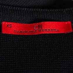 Pre Owned CH Carolina Herrera Black Knit Ruffle Detail Midi Dress XS