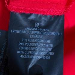 Pre Owned CH Carolina Herrera Red Crepe Ruffled Detail Sleeveless Maxi Dress M