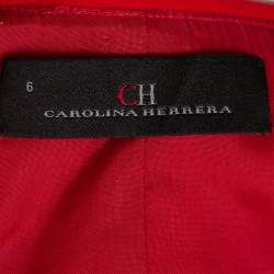 Pre Owned CH Carolina Herrera Red Crepe Ruffled Detail Sleeveless Maxi Dress M
