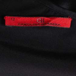 CH Carolina Herrera Black Satin Pleated Detail Top L