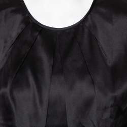CH Carolina Herrera Black Satin Pleated Detail Top L