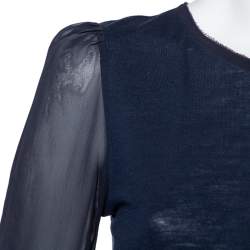 CH Carolina Herrera Navy Blue Wool & Silk Top XS