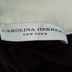 Pre Owned Carolina Herrera Black Knit Contrast Neck Detail Button Front Cardigan XS