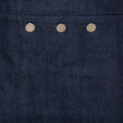 Pre Owned CH Carolina Herrera Navy Blue Denim Button Detail Knee Length Skirt L