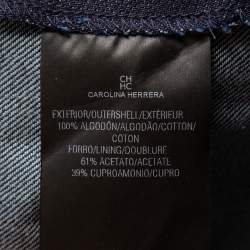Pre Owned CH Carolina Herrera Navy Blue Denim Button Detail Knee Length Skirt L