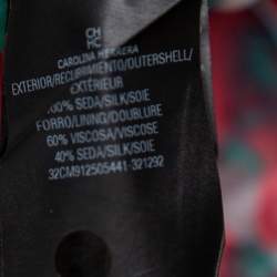 Pre Owned CH Carolina Herrera Multicolor Abstract Printed Silk Ruffled Pleated Maxi Dress L